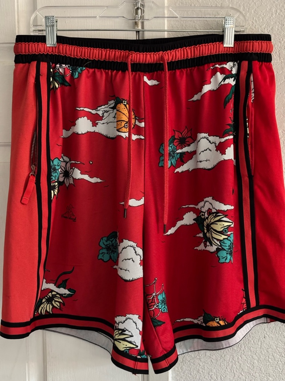 Men’s Dri Fit Nike Red Tropical Floral Basketball Shorts Size XXL